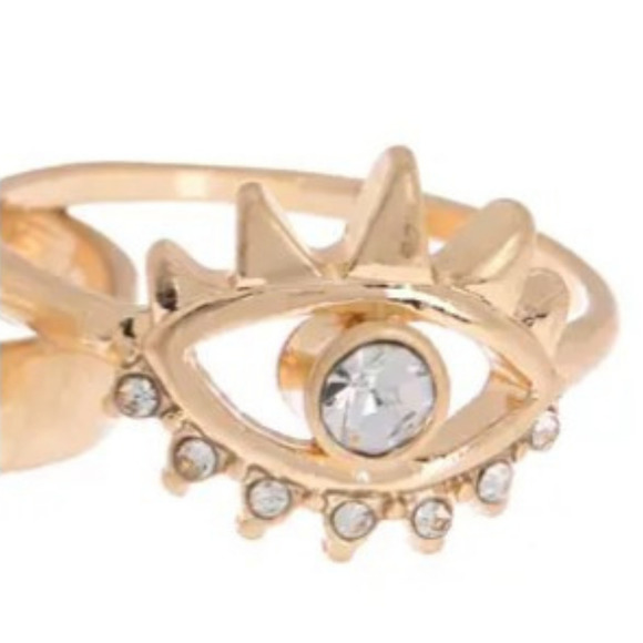 Gold Stacker Rings Evil Eye Stacker Ring Set CZ Gold Rings Diamonds Crystals NEW - Picture 2 of 7